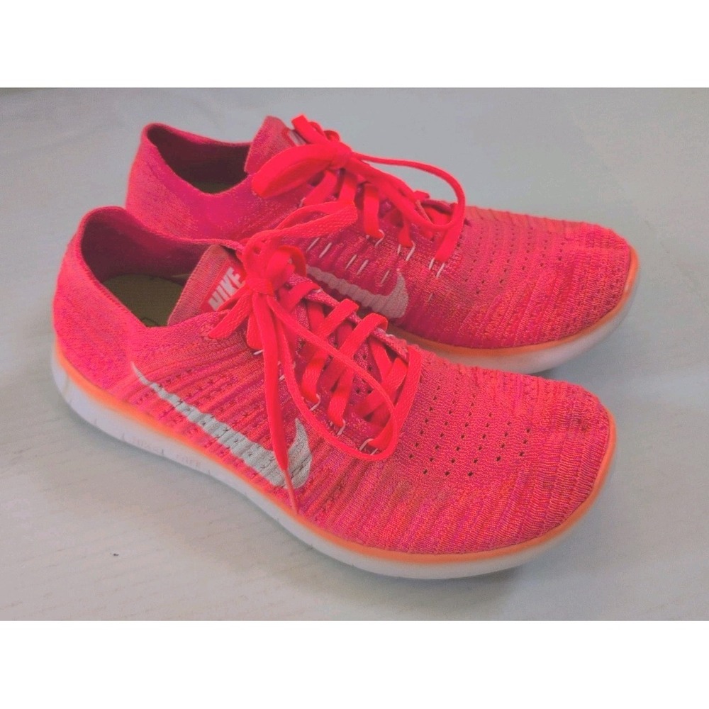 Nike Women Free RN Flyknit Hyper Orange Running Shoe 831070-801 Sneaker Sz 9 M